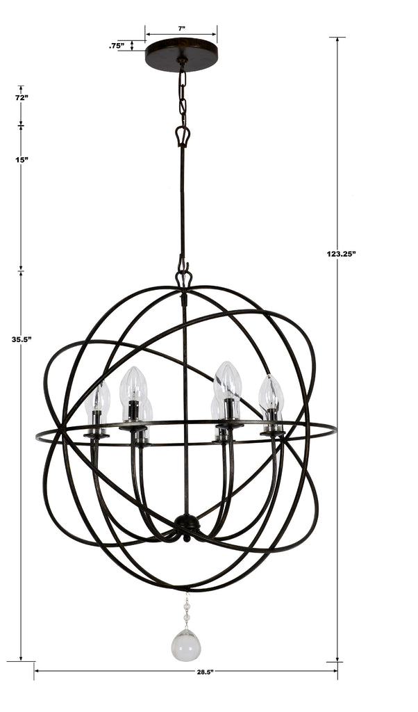 SOL-9328-EB Solaris 6 Light Outdoor Chandelier | Dimensions Image