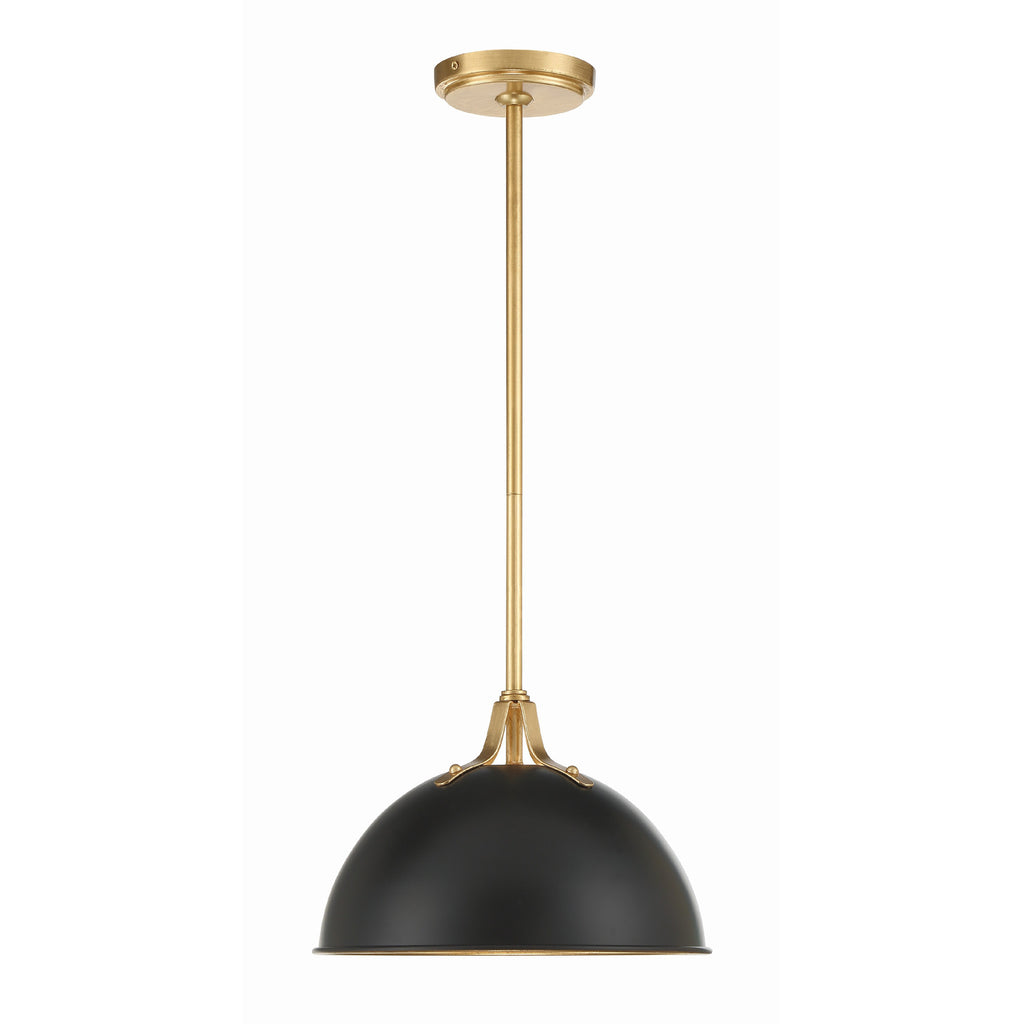 Crystorama Soto 12'' Pendant in Matte Black + Antique Gold - Additional View