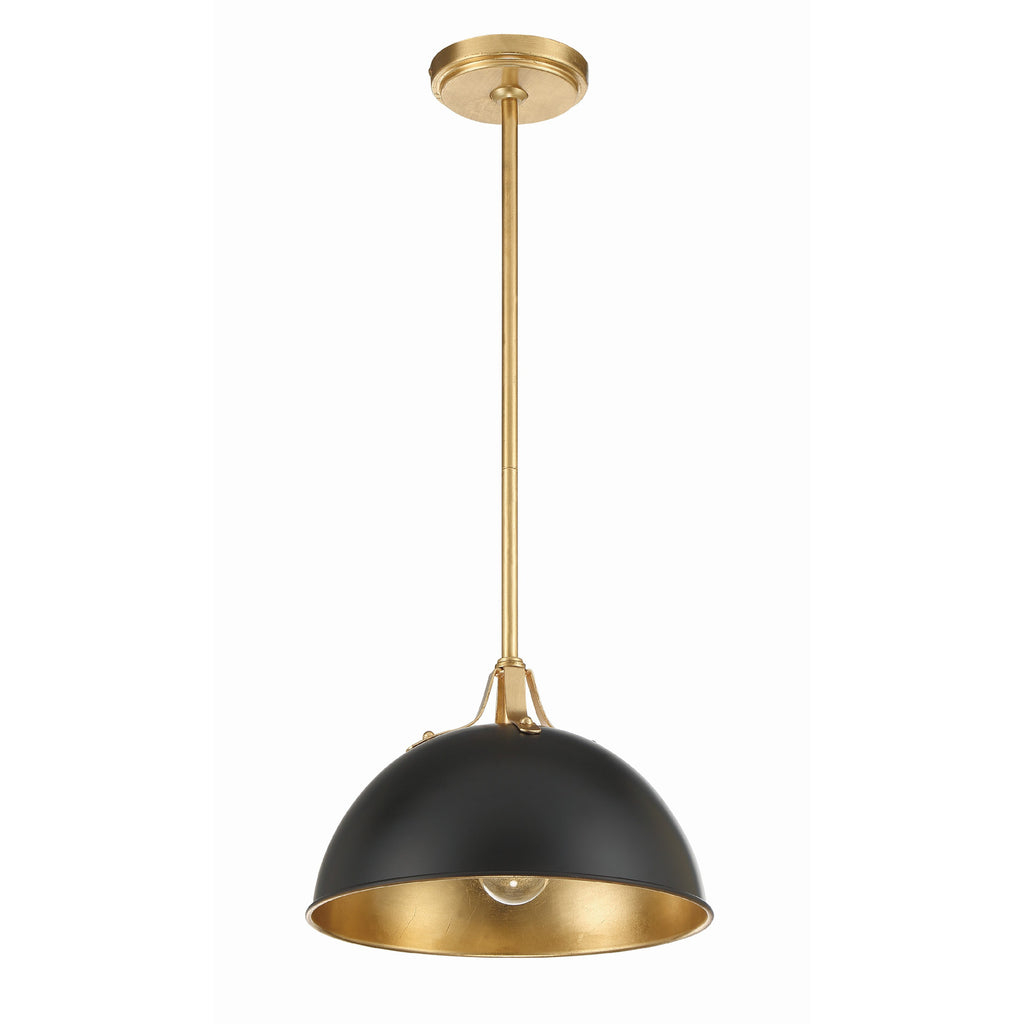 Crystorama Soto 12'' Pendant in Matte Black + Antique Gold - Additional View