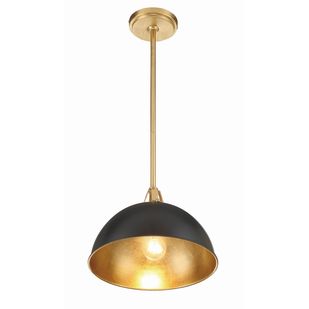 Crystorama Soto 12'' Pendant in Matte Black + Antique Gold - Additional View