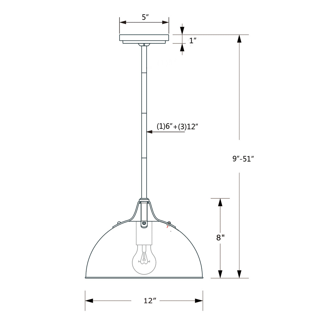 Crystorama Soto 12'' Pendant - Product Dimensions