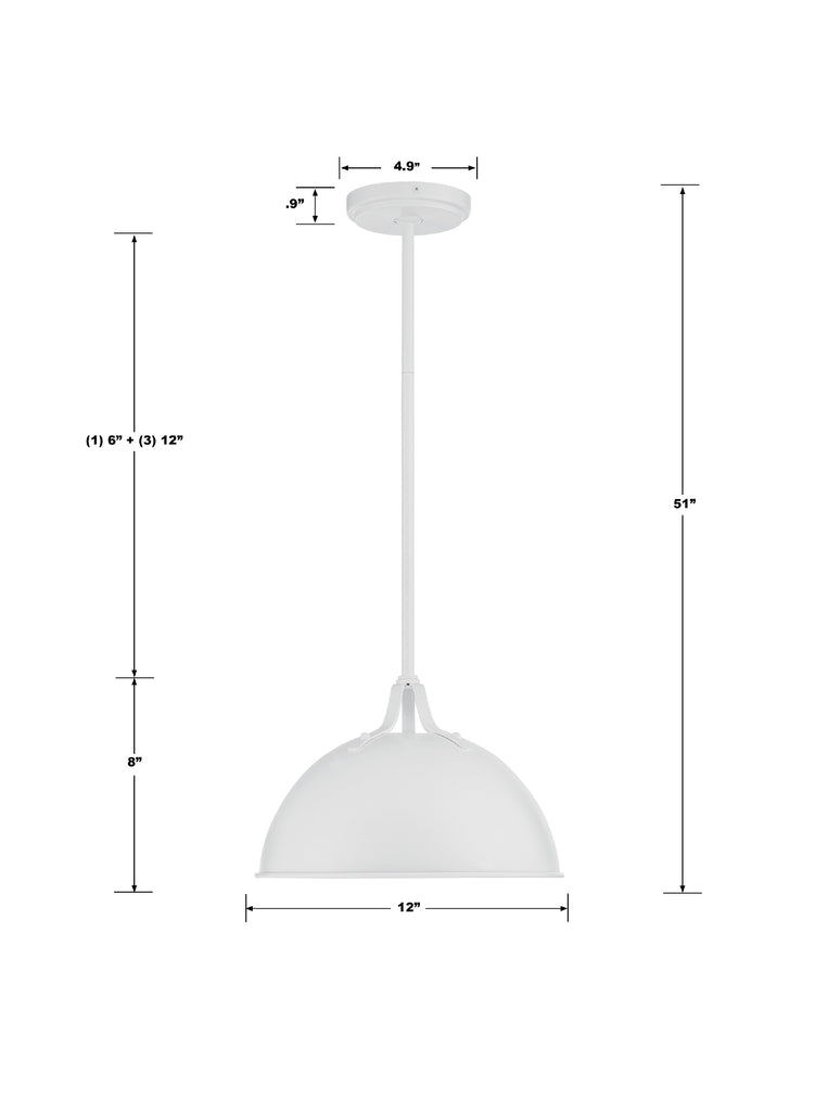 SOT-18013-WH Soto 1 Light Mini Pendant | Dimensions Image