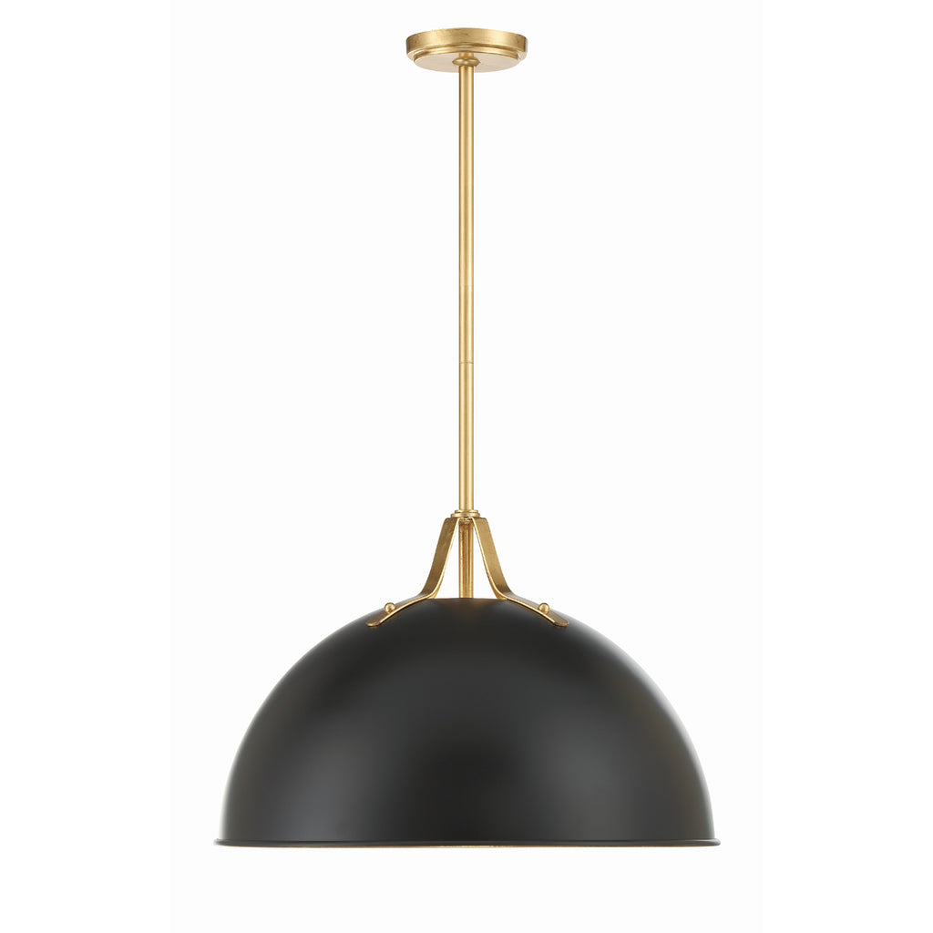 Crystorama Soto 20'' Pendant in Matte Black + Antique Gold - Additional View