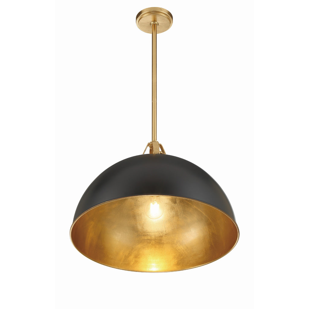 Crystorama Soto 20'' Pendant in Matte Black + Antique Gold - Additional View