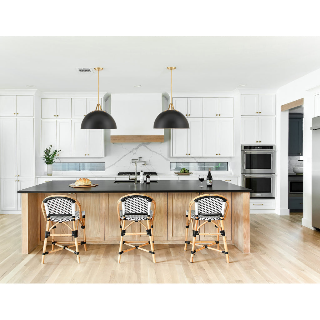 Crystorama Soto 20'' Pendant in Matte Black + Antique Gold - Lifestyle View