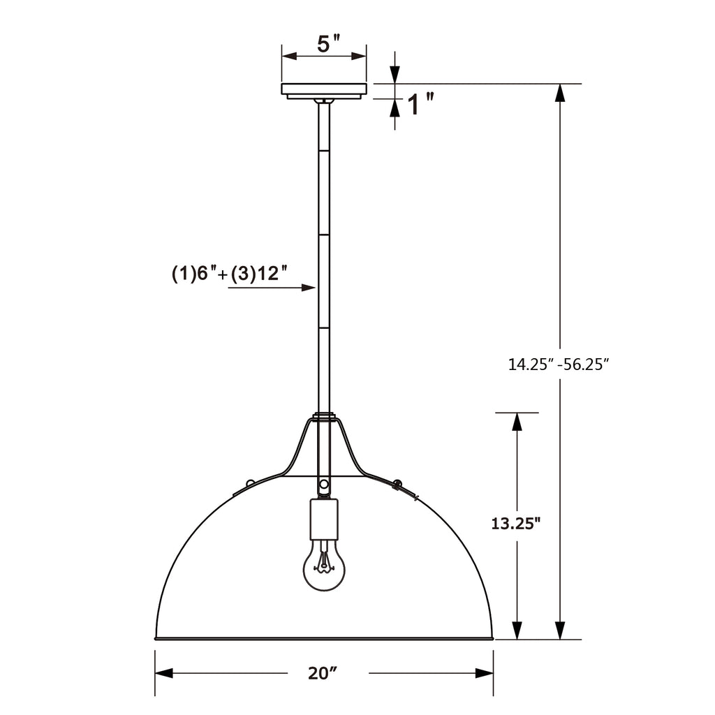 Crystorama Soto 20'' Pendant - Product Dimensions