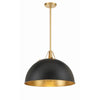Crystorama Soto 20'' Pendant in Matte Black + Antique Gold - Front View