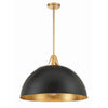Crystorama Soto 23.5'' Pendant in Matte Black + Antique Gold - Front View