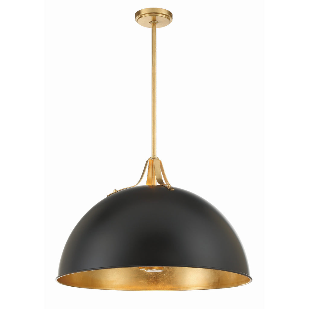 Crystorama Soto 23.5'' Pendant in Matte Black + Antique Gold - Front View