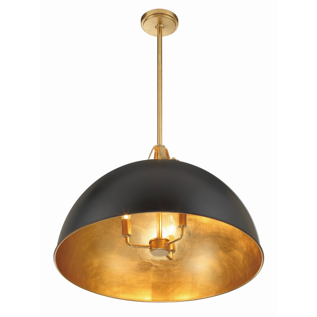 Crystorama Soto 23.5'' Pendant in Matte Black + Antique Gold - Additional View