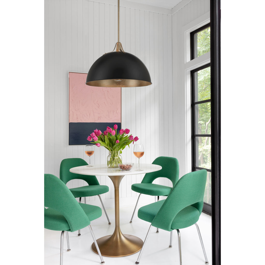 Crystorama Soto 23.5'' Pendant in Matte Black + Antique Gold - Lifestyle View