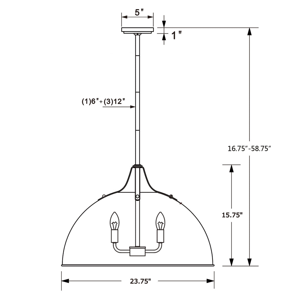 Crystorama Soto 23.5'' Pendant - Product Dimensions