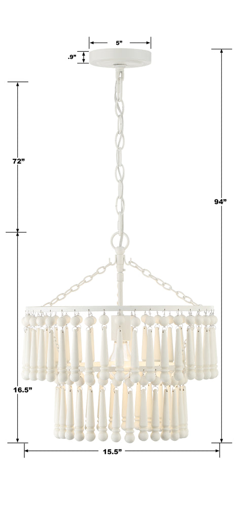 TIA-7100-MT Tiana 1 Light Chandelier | Dimensions Image