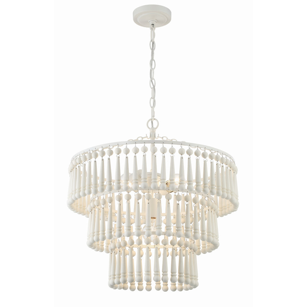 Crystorama Tiana 20.5'' Chandelier in Matte White - Front View