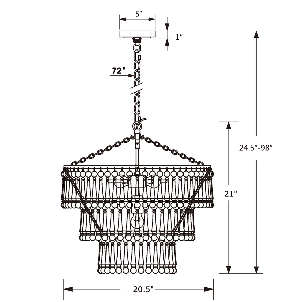 Crystorama Tiana 20.5'' Chandelier - Product Dimensions