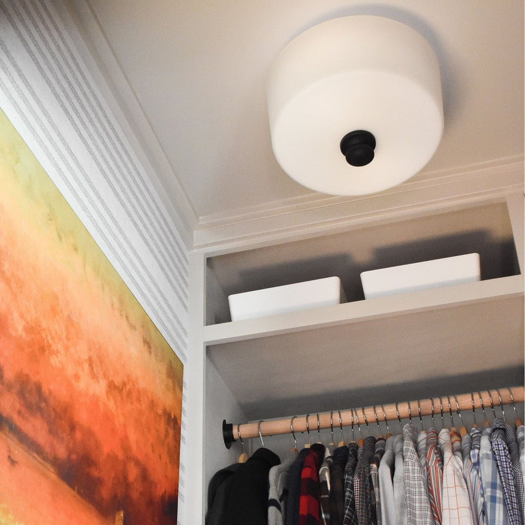 Crystorama Travis 12.5'' Semi Flush Mount in Black Forged - Lifestyle View