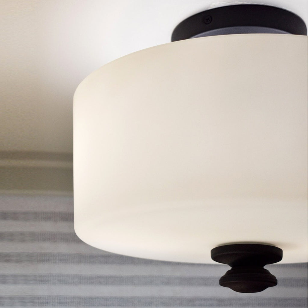 Crystorama Travis 12.5'' Semi Flush Mount in Black Forged - Lifestyle View