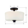 TRA-A3302-BF Travis 2 Light Semi Flush | Dimensions Image