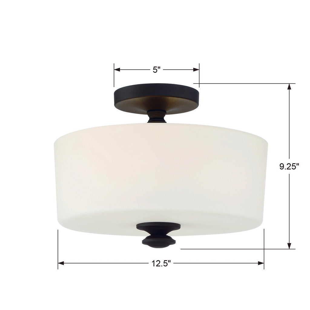 TRA-A3302-BF Travis 2 Light Semi Flush | Dimensions Image