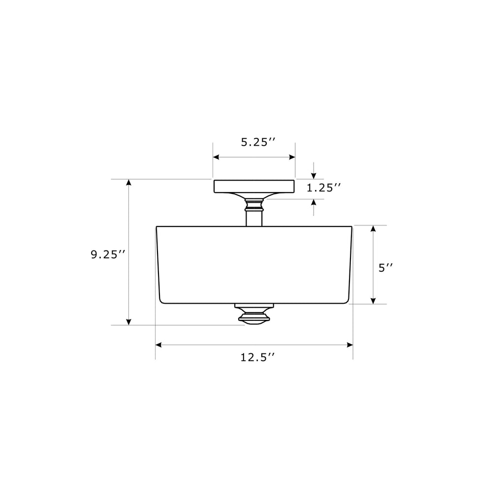 Crystorama Travis 12.5'' Semi Flush Mount - Product Dimensions