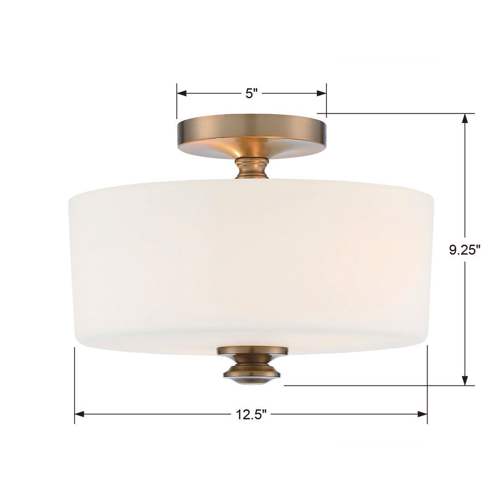 TRA-A3302-VG Travis 2 Light Semi Flush | Dimensions Image