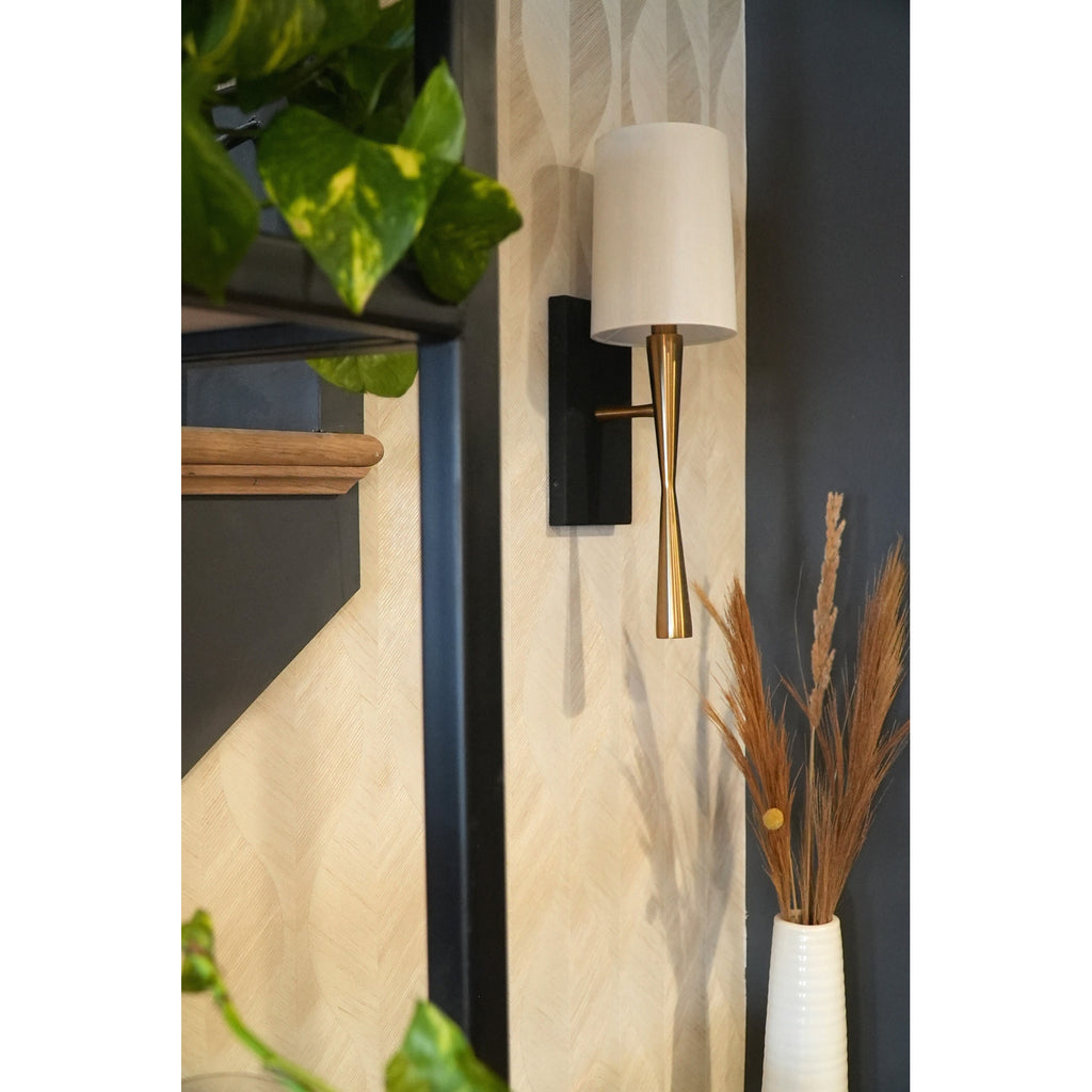 Crystorama Trenton 5.5'' Sconce in Aged Brass + Black Forged - Lifestyle View