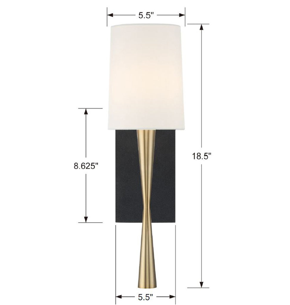 TRE-221-AG-BF Trenton 1 Light Sconce | Dimensions Image