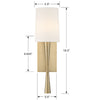 TRE-221-AG Trenton 1 Light Sconce | Dimensions Image