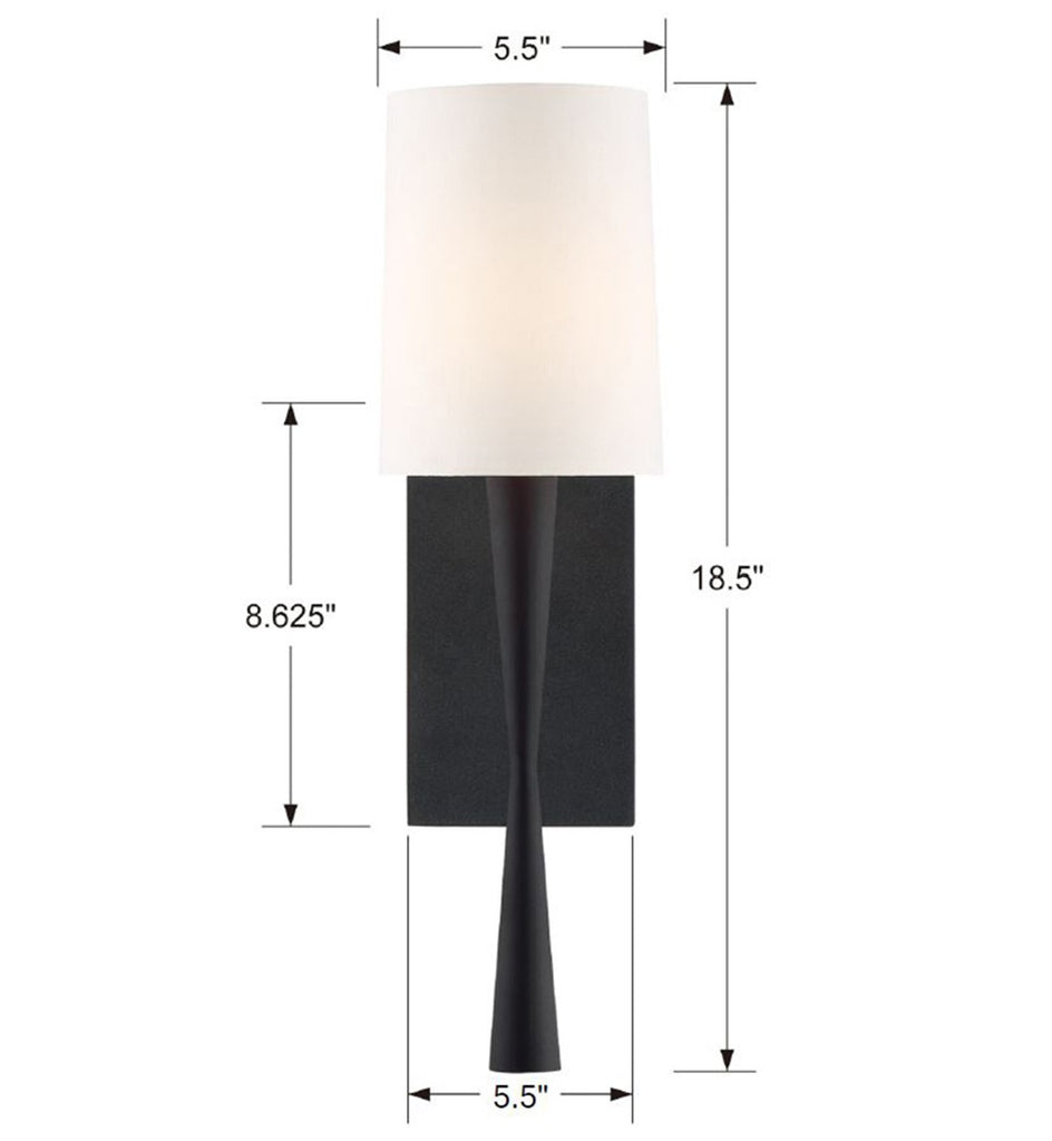 TRE-221-BF Trenton 1 Light Sconce | Dimensions Image