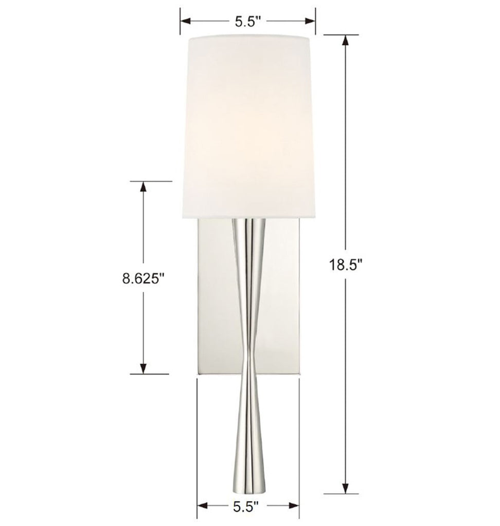 TRE-221-PN Trenton 1 Light Sconce | Dimensions Image