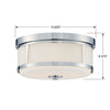 TRV-A3802-PN Trevor 2 Light Flush | Dimensions Image