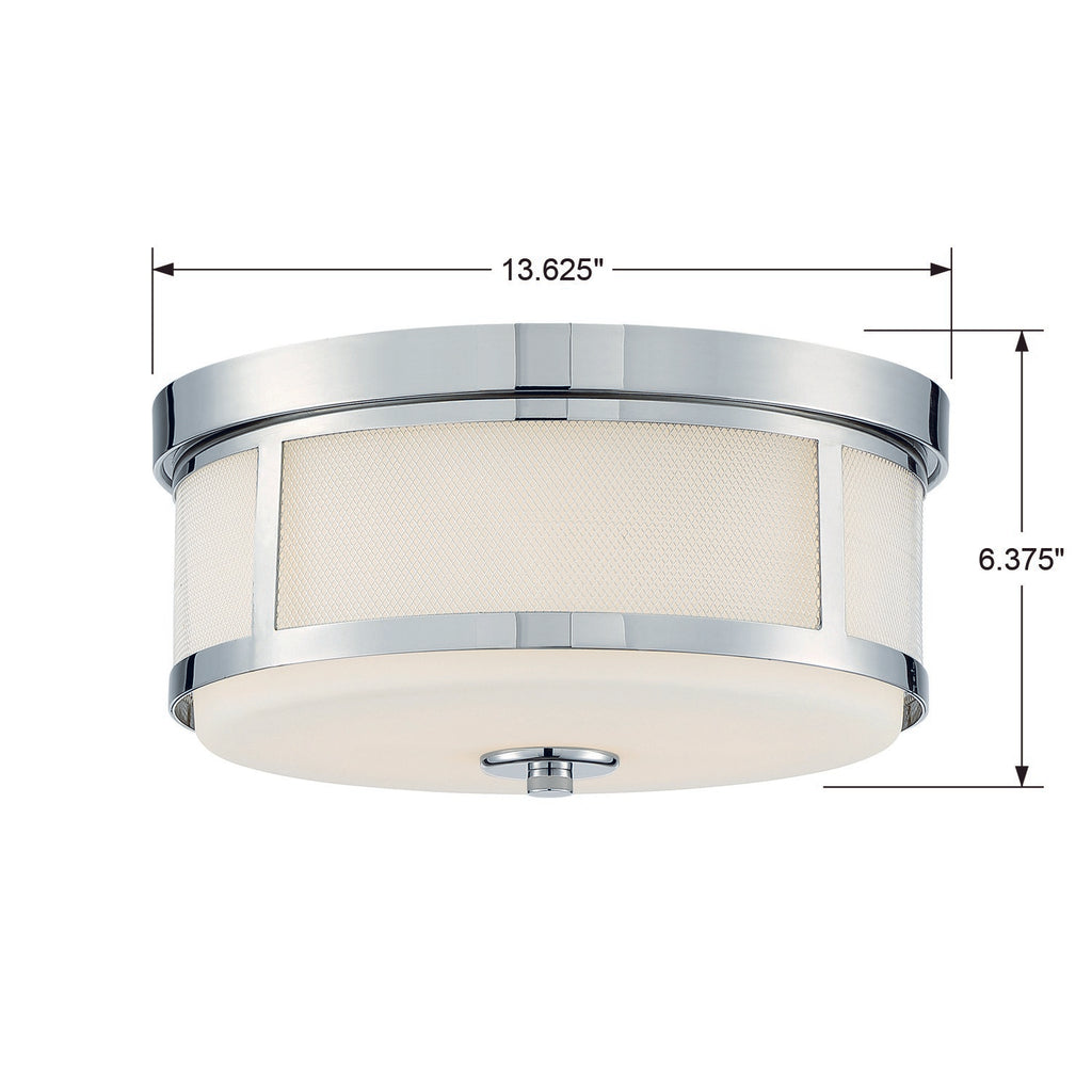 TRV-A3802-PN Trevor 2 Light Flush | Dimensions Image