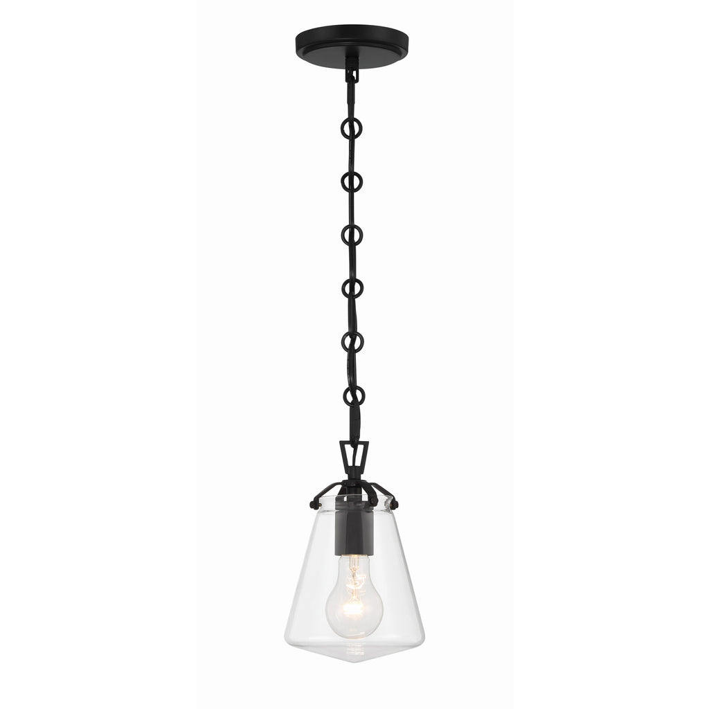 Crystorama Voss 5.75'' Pendant in Matte Black - Front View