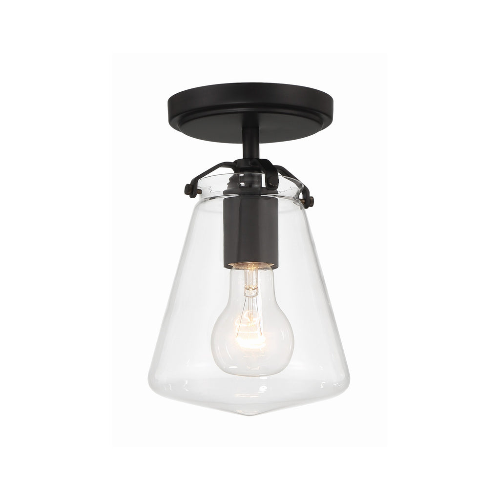 Crystorama Voss 5.75'' Semi Flush Mount in Matte Black - Front View