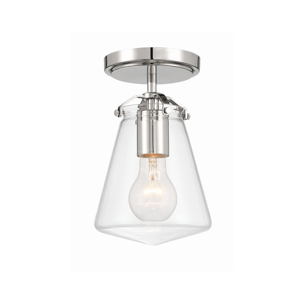 Crystorama Voss 5.75'' Semi Flush Mount in Polished Nickel - Front View