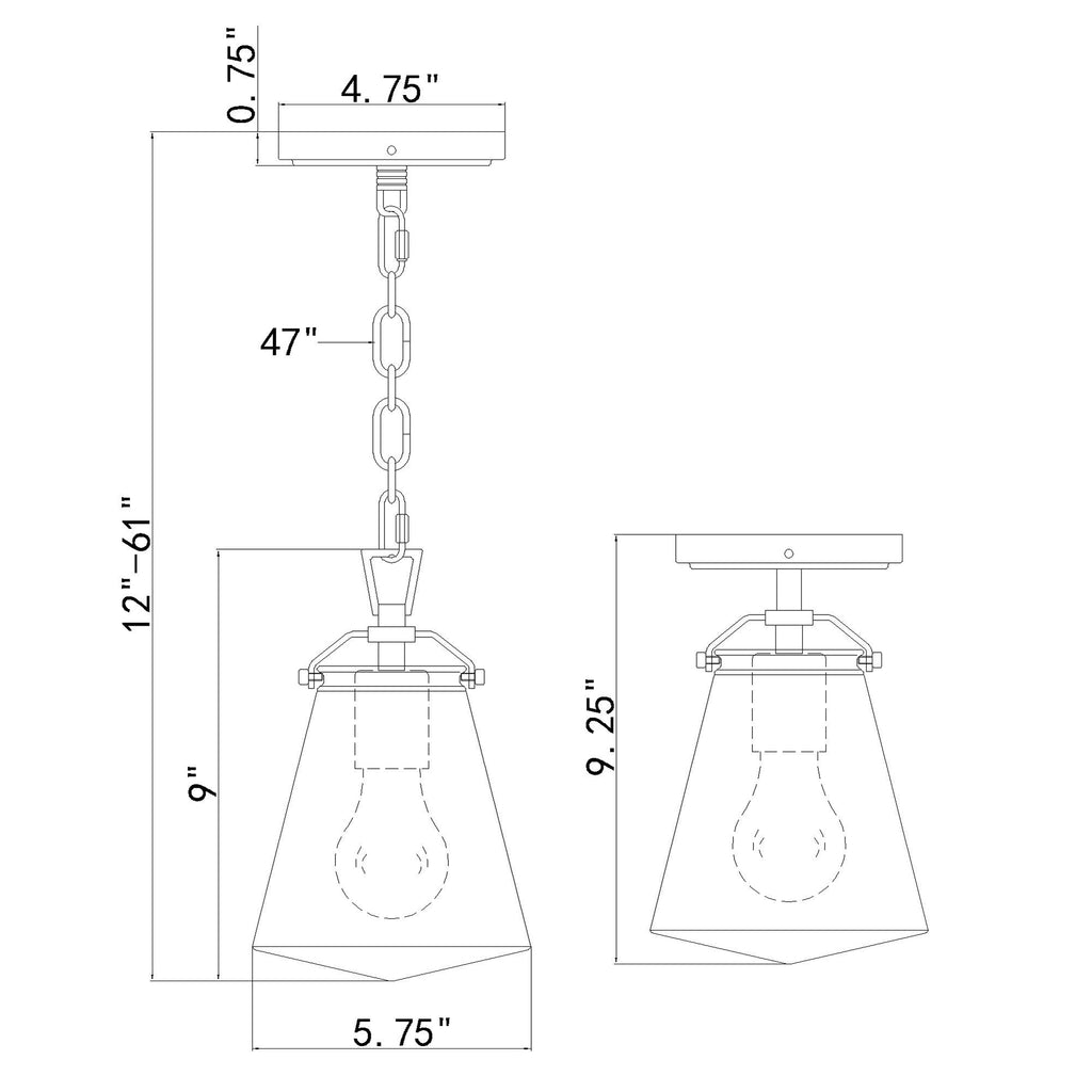 Crystorama Voss 5.75'' Pendant - Product Dimensions