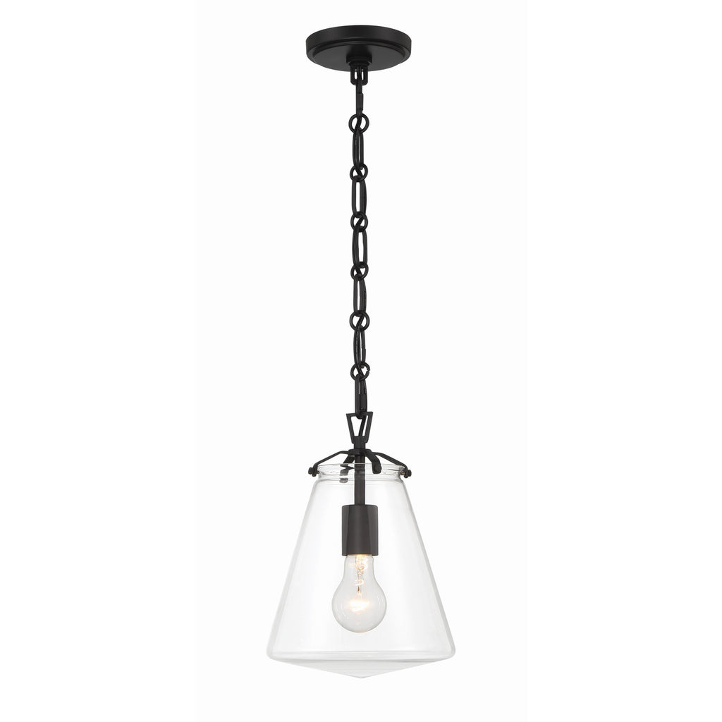 Crystorama Voss 8.25'' Pendant in Matte Black - Front View