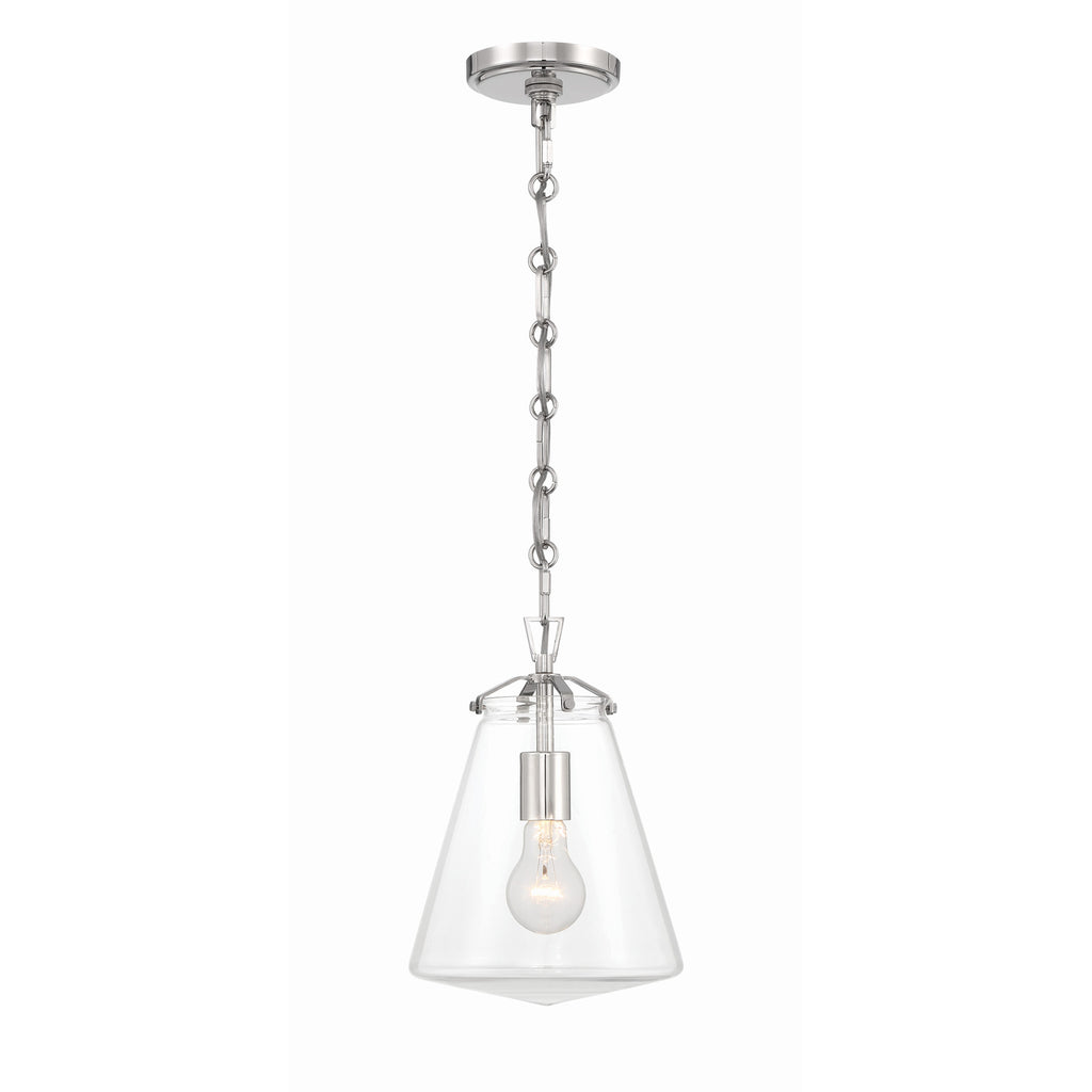 Crystorama Voss 8.25'' Pendant in Polished Nickel - Front View