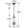 VSS-7004-MK Voss 3 Light Pendant | Dimensions Image