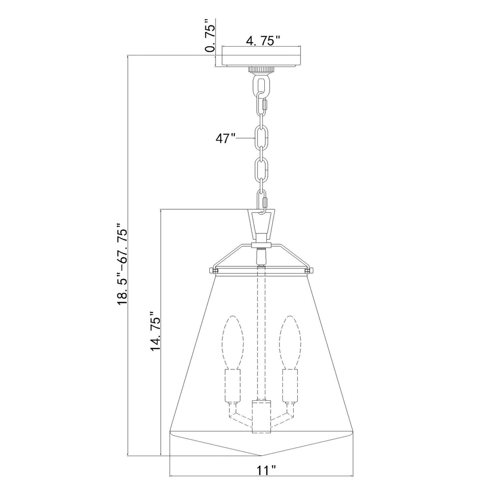 Crystorama Voss 11'' Pendant - Product Dimensions