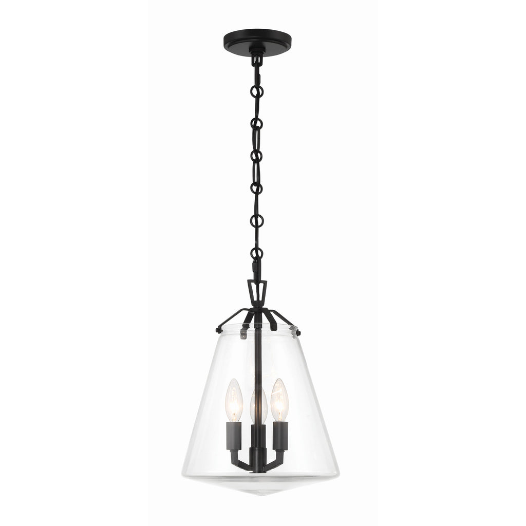 Crystorama Voss 11'' Pendant in Matte Black - Front View