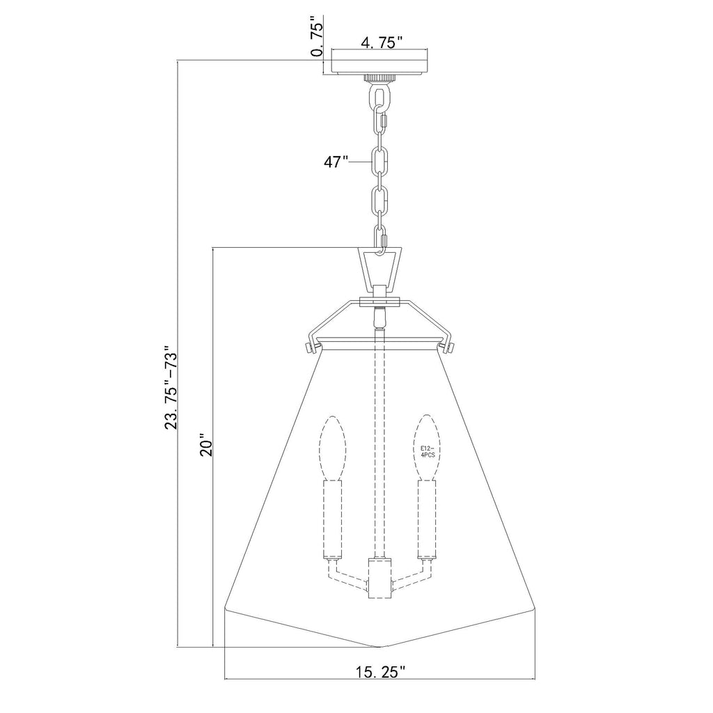 Crystorama Voss 15.25'' Pendant - Product Dimensions