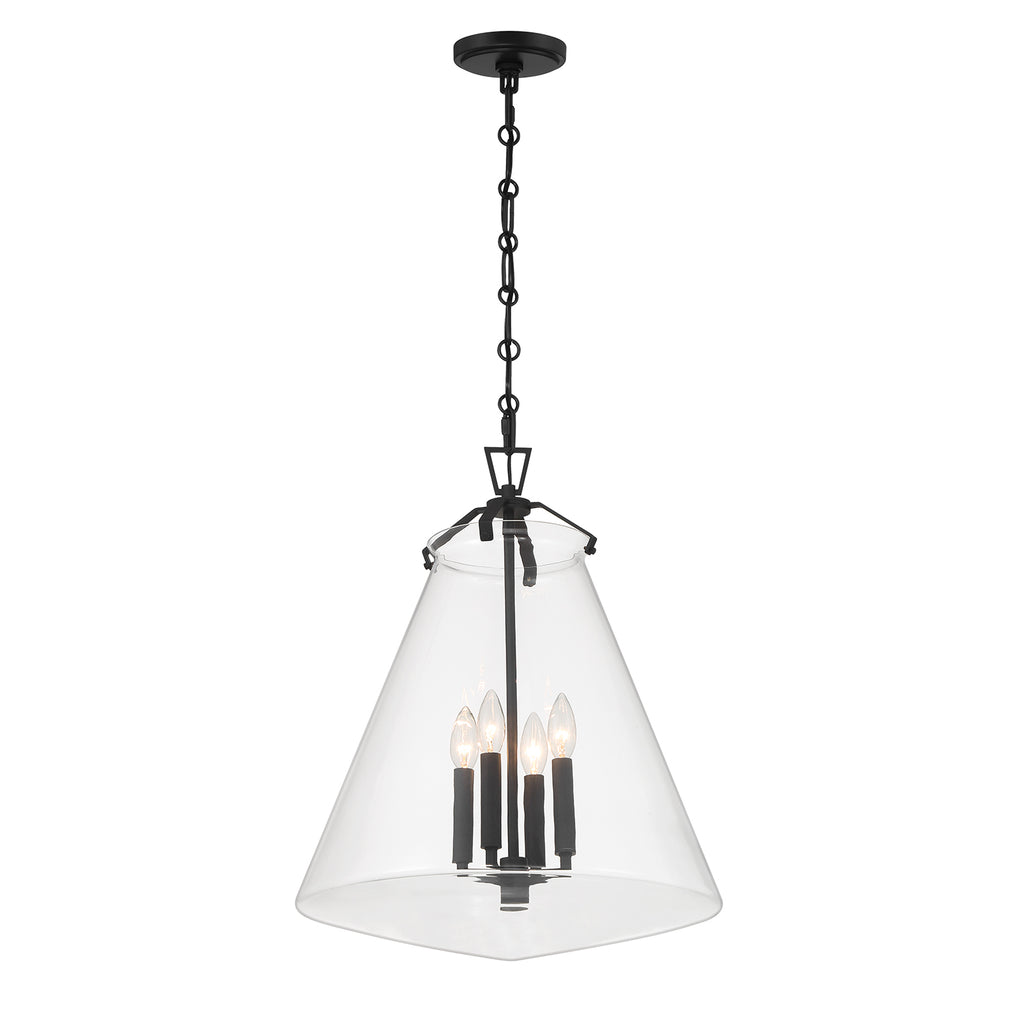 Crystorama Voss 18'' Pendant in Matte Black - Front View