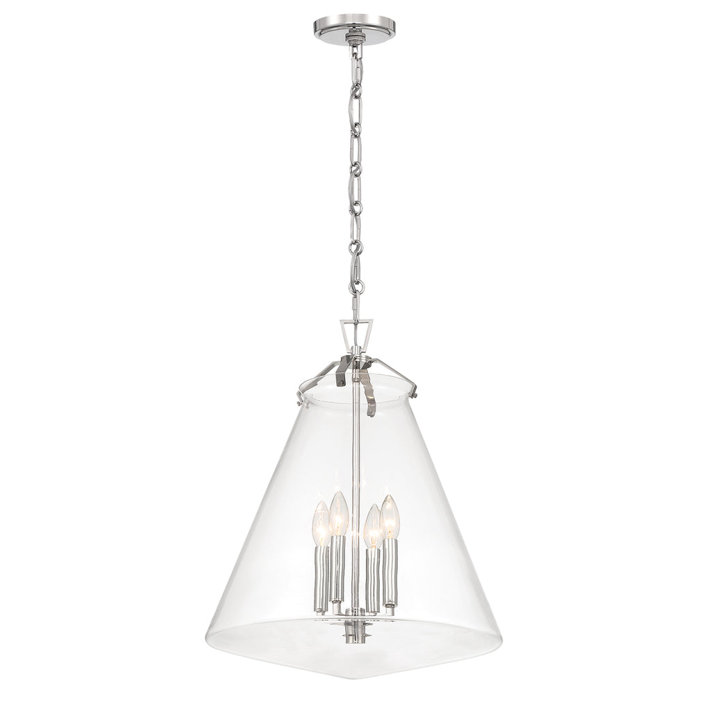 Crystorama Voss 18'' Pendant in Polished Nickel - Front View