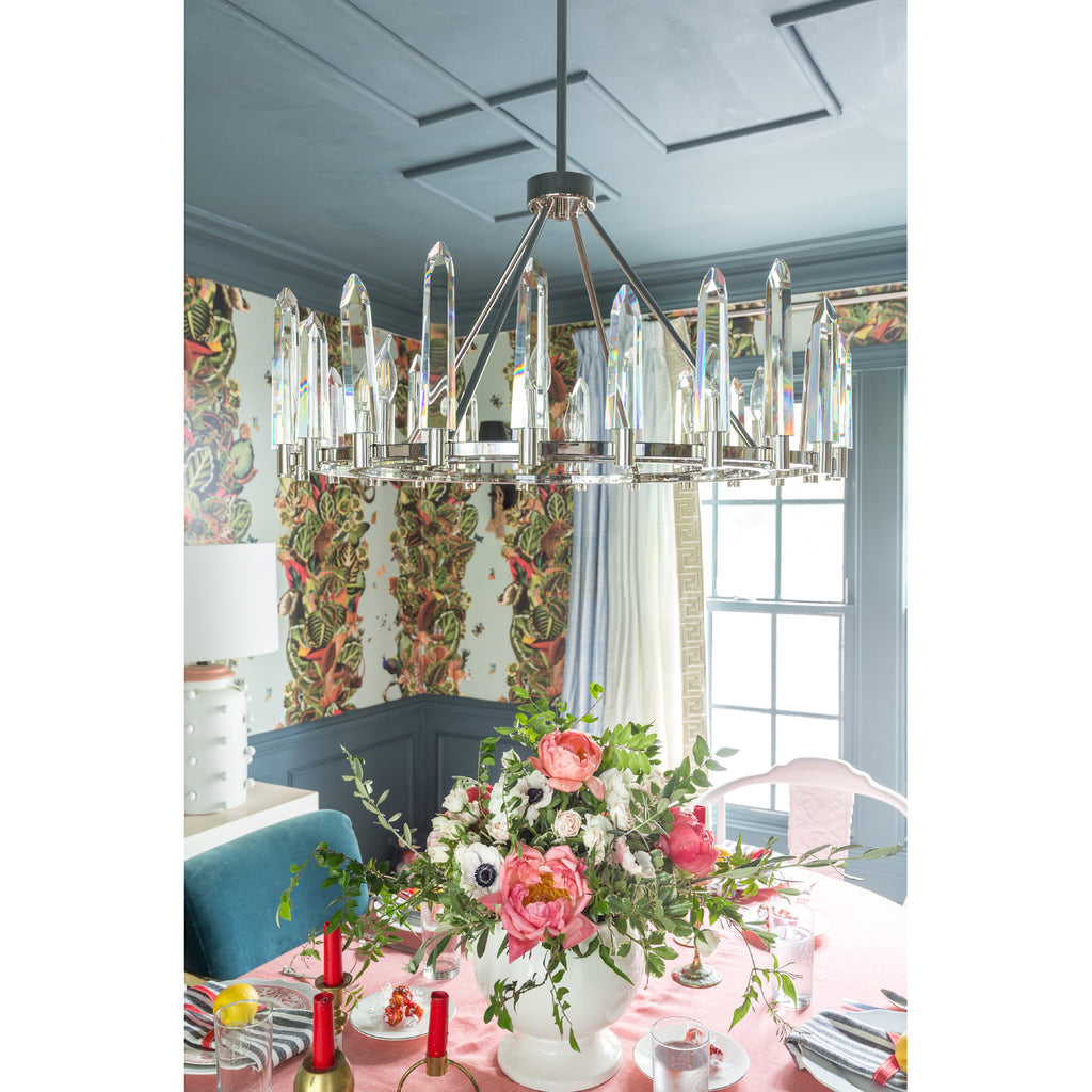 Crystorama Watson 32'' Chandelier in Polished Nickel - Lifestyle View