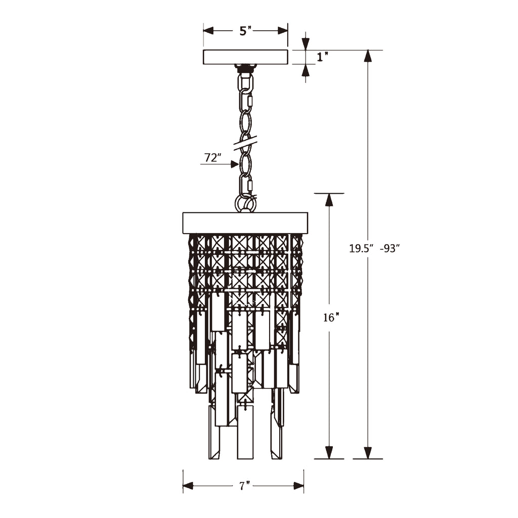 Crystorama Winfield 7'' Chandelier - Product Dimensions