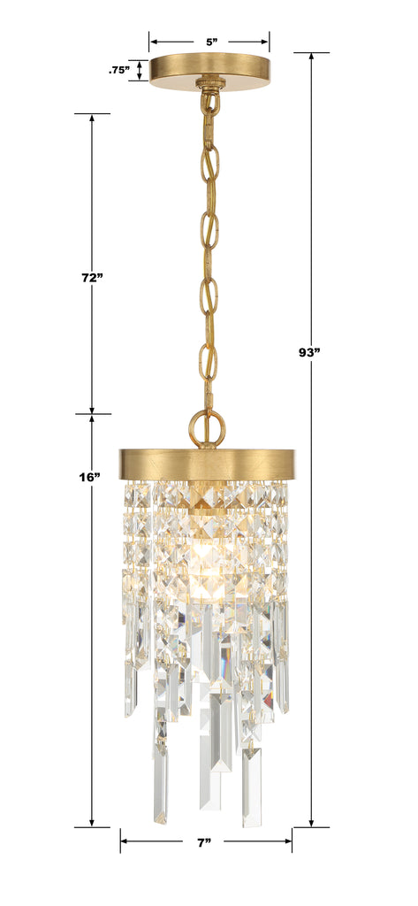 WIN-210-GA-CL-MWP Winfield 1 Light Mini Pendant | Dimensions Image