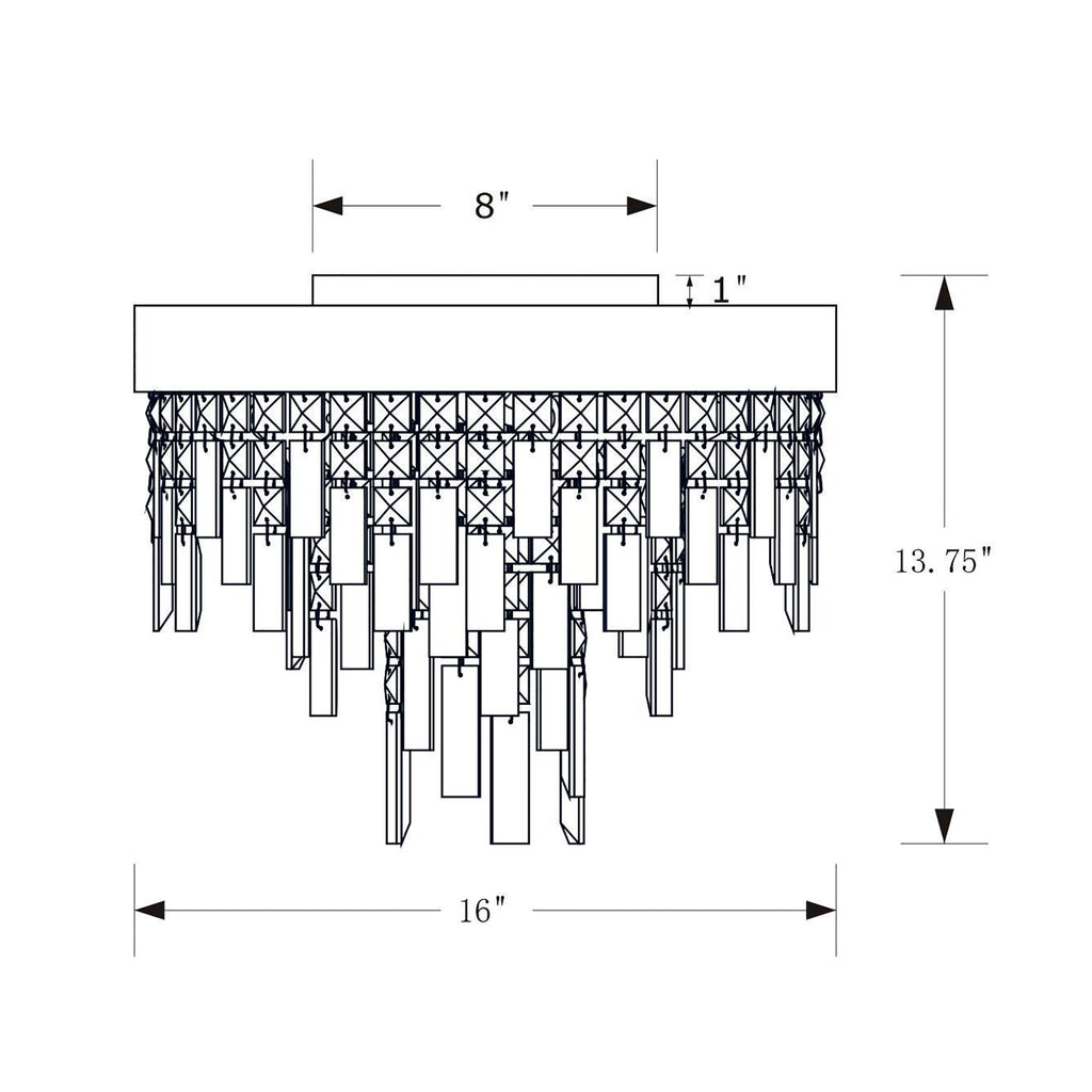 Crystorama Winfield 16'' Flush Mount - Product Dimensions