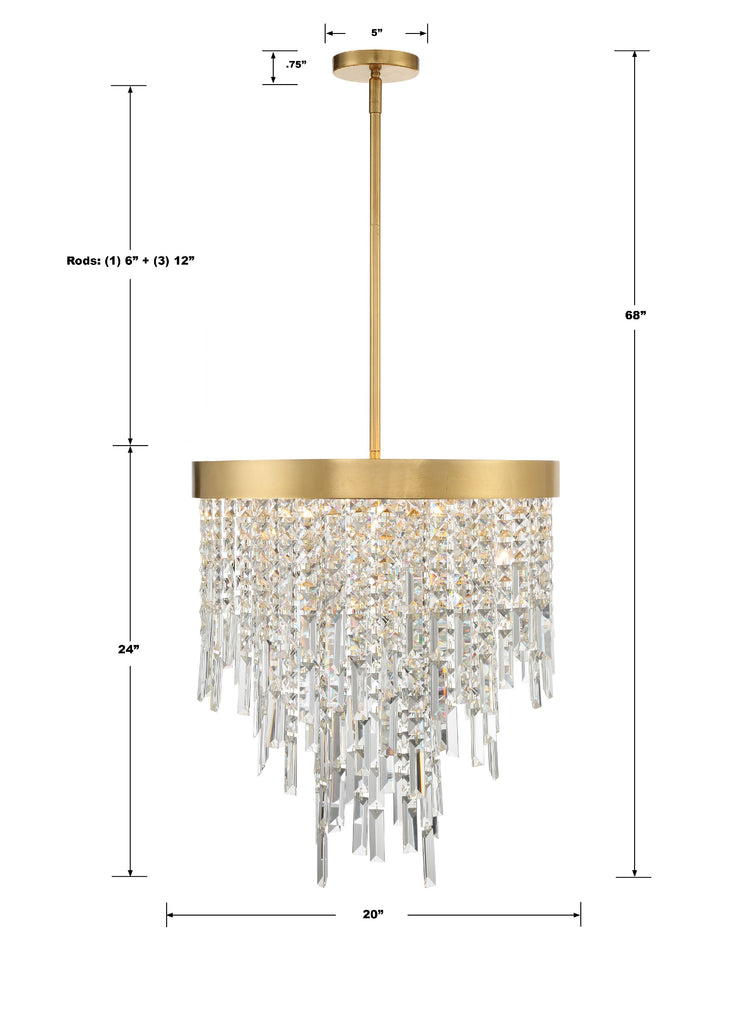 WIN-215-GA-CL-MWP Winfield 5 Light Chandelier | Dimensions Image