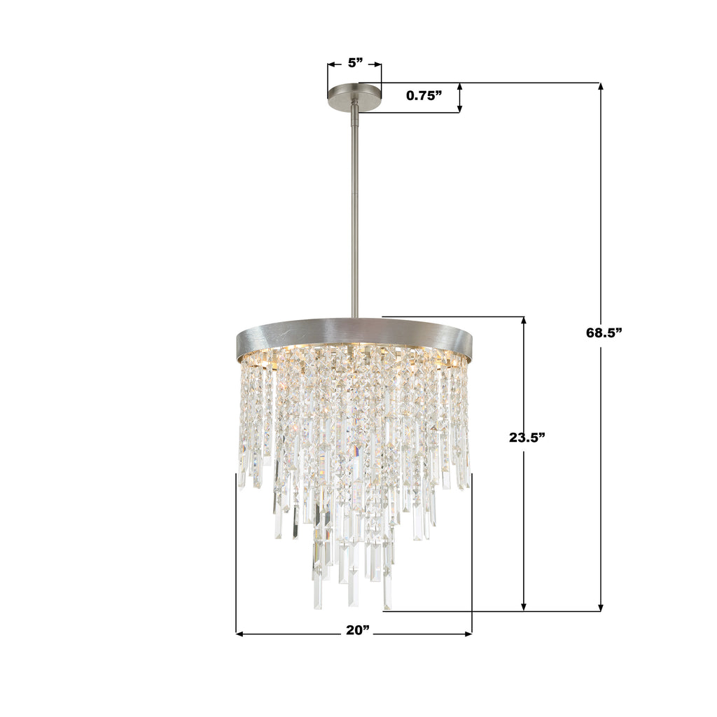 WIN-215-SA-CL-MWP Winfield 5 Light Chandelier | Dimensions Image